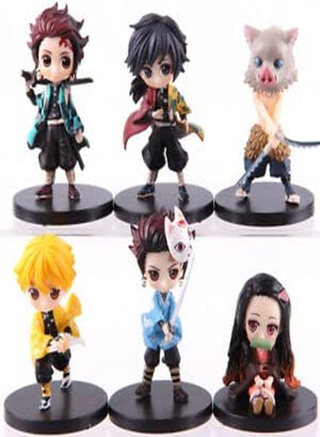 Trunkin | Demon Slayer Set of 6 Model B 6-8.5 Cms Action Figure | Kimetsu No Yaiba Anime Figure Nezuko Tanjiro Zenitsu Inosuke Giyu Weeb Manga Collectible | Figurine - Image 4